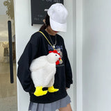 Sohiwoo Funny Women Hen Shape Plush Bag Cute Cartoon Chicken Crossbody Shoulder Bag Travel Satchel Purse for Women Girl Handbags Bags