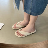 Sohiwoo New Summer Clip Toe Women Slipper Fashion Slip On Soft Flat Heel Slides Ladies Outdoor Beach Vaction Sandalias Flip Flop