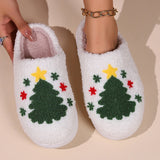 Sohiwoo Cartoon Christmas Fluffy Home Slippers Women Winter Comfort Soft Sole Indoor Cotton Slippers Woman Funny Shoes House Slides