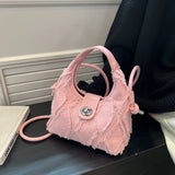 Sohiwoo New Trendy Women Luxury Designer Diamond Lattice Denim Handbag Small Cute Jeans Fabric Crossbody Purse For Girls