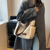 Sohiwoo Bag  Women Crossbody Large Capacity Canvas Bag Multi Zipper Bag Shoulder Pockets Shipper Shopping Bag Out For Tote