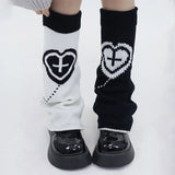 Sohiwoo Women Gothic Leg Warmers AB Y2K  Knitted Love heart Star Cross Punk Harajuku Calf Socks Boots Cover Socks Halloween Accessories