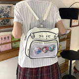 Sohiwoo Y2k Womens Backpack Cute Cat Transparent Kawaii Pu Leather New Fashion Shoulder Bag All-match Lolita Jk Sweet Female Bag