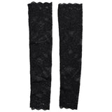 Sohiwoo Women Summer black white Lace Flowers Arm Sleeves Elastic Driving Gloves Elegant Long Fingerless Mittens Sunscreen Gloves