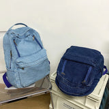 Sohiwoo Washed Denim Blue Backpack College Style Women Backpack Student School Bags For Teenage Girls Travel Rucksacks Mochilas