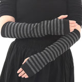 Sohiwoo Halloween Gothic Punk Long Fingerless Gloves Cuff for Women Men Outdoor Hip-hop Elbow Half-finger Mitten Cool Stretch Arm Warmer