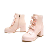 Sohiwoo Japanese Sweet Cute Single Row Bow High Heels Women Spring New Kawaii Thicken Leather Platform Shoes Mary Jane Shoes Students