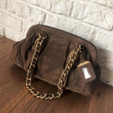 Sohiwoo Women Vintage Shoulder Bags High Quality Chain Handbag Large Capacity Luxury Design Soft Brown Square Bags Female Tote Boston