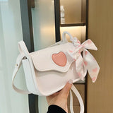 Sohiwoo Cute Love Heart Women's Small Square Shoulder Bags Fashion Female Messenger Bag Simple Ladies Crossbody Purse Handbag with Scarf