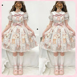 Sohiwoo Sweet Girls Lolita Cute Cat Bowknots Flat Shoes,Students School Kawaii Princess Mary Janes Big Head Shoes