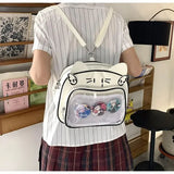 Sohiwoo Y2k Womens Backpack Cute Cat Transparent Kawaii Pu Leather New Fashion Shoulder Bag All-match Lolita Jk Sweet Female Bag