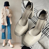 Sohiwoo Platform Shoes Pumps Block Heels Elegant Woman Heeled Dress Women's Social Sandals Super High Heel with Hanging Up To The Ankle