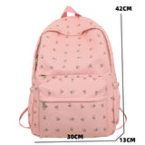 Sohiwoo Cute Casual Floral Prints Women Backpack Girls Bookbags Large Capacity Students Khaki School Book Bags Travel Backpack Mochilas