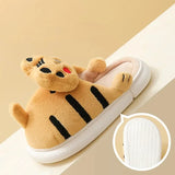 Sohiwoo Winter Women's Cotton Slippers Soft Sole Thickened Warm Plush Shoes 2024 New Little Tiger Cartoon Cute Home Indoor Casual Shoes