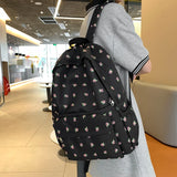 Sohiwoo Cute Casual Floral Prints Women Backpack Girls Bookbags Large Capacity Students Khaki School Book Bags Travel Backpack Mochilas