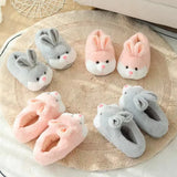 Sohiwoo Cute Cartoon Rabbit Cotton Slippers Pack Heel Home Soft Non-slip Warm Breathable Indoor Plush Shoes