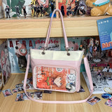 Sohiwoo Designer Women Ita Bags Subculture Harajuku Solid PU Large Capacity Commute Bolso Mujer Y2K Students Crossbody Tote Bag