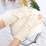 Sohiwoo Gothic Anime Soft Gloves Autumn Winter JK Girls Mittens Oversleeve for Women Men Cool Tattered Style Cuff Fingerless Arm Warmers