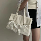Sohiwoo Richme Fashion Laptop Bags Large Catalogue Women New Design Ladies Solid Nylon Daily Shoulder Bags Individuality Bow Bolso Mujer Shoppers