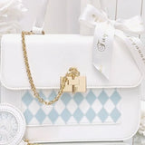 Sohiwoo Cute Lolita Party Itabag Summer Kawaii Japanese Sweet Bow-knot Handbags for Women White PU Leather Messenger Bag