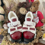 Sohiwoo Lovely Girls Lolita Winter Snow Boots,Students Swwet Plush Warm Bowknots Wedge Heel Heightening Shoes Christmas Gift