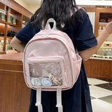 Sohiwoo Casual Nylon Backpacks Women Harajuku JK Uniform Removable Ita Bags Female Large Capacity Subculture Badge Bolso Mujer