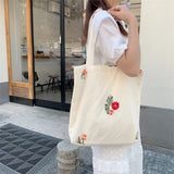 Sohiwoo Flower Embroidered Ladies Shoulder Bags Soft Fabric Large Capacity Women's Eco Shopping Bag Retro Flora Female Travel Handbags