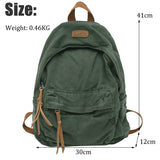 Sohiwoo New Women Cotton Canvas Student Men Bookbag Travel Backpack Fashion Rucksack for Teenage Girls Boys School Bag Gift Khaki Green