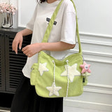 Sohiwoo Korea Y2k Cute Girl Five-pointed Star Shoulder Bag Teenagers College Student Schoolbags Sweet Outdoor Sports Crossbody Tote Bag