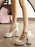 Sohiwoo Mary Janes Elegant Woman Shoes Casual Non-Slip Solid Elegant Pumps Office Lady High Heel Shoes Platform Female Summer Chic
