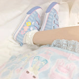 Sohiwoo Japanese Sweet Lolita Canvas Shoes Dream Pink Blue Girl Student Street Tea Party Sports Shoes with Velvet Kawaii Cute