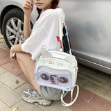 Sohiwoo Y2k Womens Backpack Cute Cat Transparent Kawaii Pu Leather New Fashion Shoulder Bag All-match Lolita Jk Sweet Female Bag