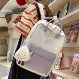 Sohiwoo Girl Pink Harajuku Kawaii Book Bag Women Travel School Bags Female Cute Nylon Laptop College Backpack Lady Student Portable Bags