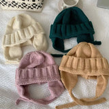 Sohiwoo Knitted Beanies Hats for Women Winter Warm Knit Balaclava Skullies Hat Outdoor Female Windproof Ski Ear Protection Caps Bonnet