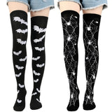 Sohiwoo Black Gothic Punk Stockings Knee High Non-Slip Over Knee Girls Warm Long Tube Socks Cosplay Anime Student Halloween Accessory