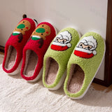 Sohiwoo New Christmas Elk Cotton Slippers for Women Men Winter Cute Cartoon Home Non Slip Couple Floor Slides Indoor Plush Shoes