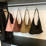 Sohiwoo Large Capacity Simple Solid Color Casual Suede Shoulder Bags 2024 High Quality Commute Autumn and Winter Women's Crossbody Bags