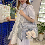 Sohiwoo Summer Solid See Through Ita Bags Female Fashion Kawaii Japanese Style JK Uniform Women's Bag Trend Shoppers