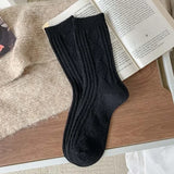 Sohiwoo Winter Warm Women Socks Thicken Cashmere Wool Socks Girls Fashion Korean Harajuku Knitted Rhombus Pattern Thermal Long Socks