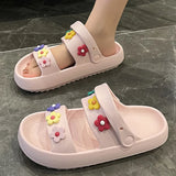 Sohiwoo Flowers Summer Platform Sandals Women Open Toe Soft Sole Cloud Slippers Woman Non Slip Thick Sole Beach Sandals