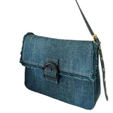 Sohiwoo Retro Fashion Large Capacity Y2k Denim Tassel Handbag Shoulder Bags Underarm Bag Storage Bag Women's Bags Purse Hand Bag