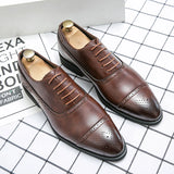 Sohiwoo Leather Carving Dress Shoes Men Luxury Designer Fashion Handmade Fashion Shoes Business Formal Shoes Men Original Pointed Wedding Shoes