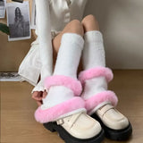 Sohiwoo Winter Plush Thickened Kwaii Leg Warmers Lolita Cute JK Leg Covers Gothic Leg Socks Y2K Calf Socks Warm Leg Boot Cuffs Sock