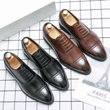 Sohiwoo Leather Carving Dress Shoes Men Luxury Designer Fashion Handmade Fashion Shoes Business Formal Shoes Men Original Pointed Wedding Shoes