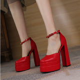 Sohiwoo Heels Pumps Women's Shoes Spring Luxury Designer Red Bottom Stripper Party Elegant Woman Gothic Platform Mary Jane Sexy