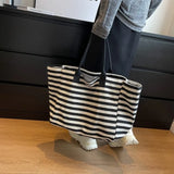 Sohiwoo Commuter Bag Women Fashion Large-capacity Handbag Bag Student Striped 2024 New Niche Zebra Canvas One-shoulder Mommy Tote Bags