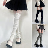 Sohiwoo Leg Warmers Women JK Lolita Long Socks White Arm Autumn Winter Knitted Warm Y2K Girls Thigh Over Knee Boot Cuffs 70CM Lengthened