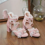 Sohiwoo Sweet Flower Wedding Lolita Shoes Bow Student Pearl Baotou Sandals Female Cos Loli