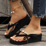 Sohiwoo Clip Toe High Heels Slippers Women Summer Beach Platform Wedge Sandals Slides Woman Plus Size 42 Crystal Outdoor Flip Flops