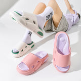 Sohiwoo Fashion Mix Color Unisex Outdoor Slippers 2024 Summer Eva Thick Sole Beach Slides Woman Non Slip Flip-Flops Couple Home Shoes